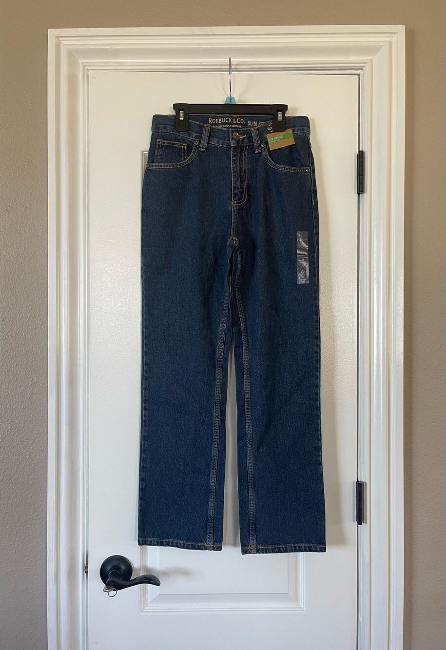 NWT Roebuck & Co Boys Slim Straight Blue Denim Jeans  Size 14